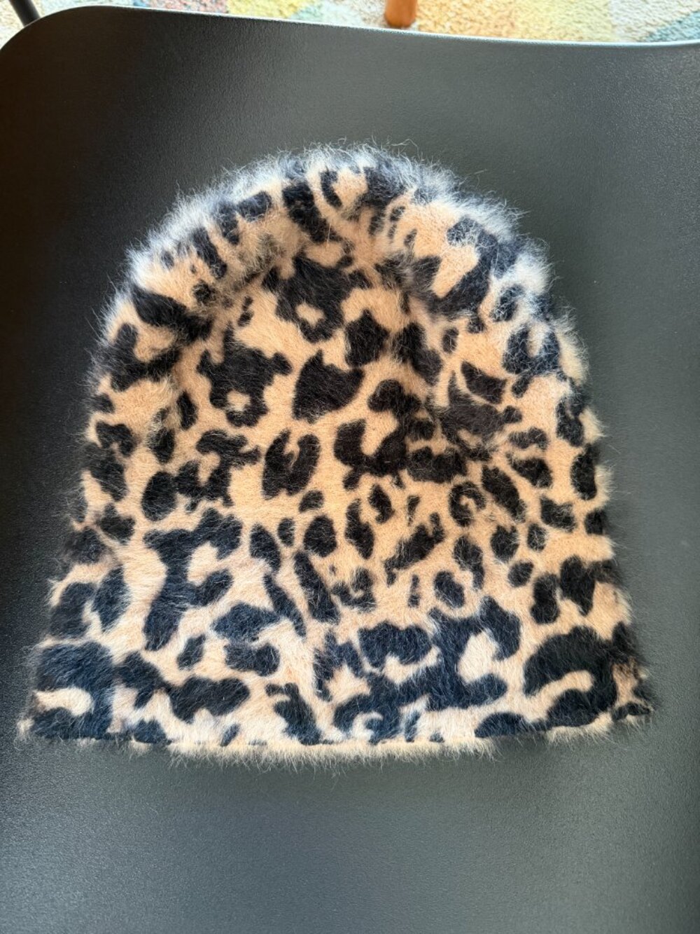Angora Leopard Print Fuzzy Oversized Slouch Beanie Hat Soft Y2K